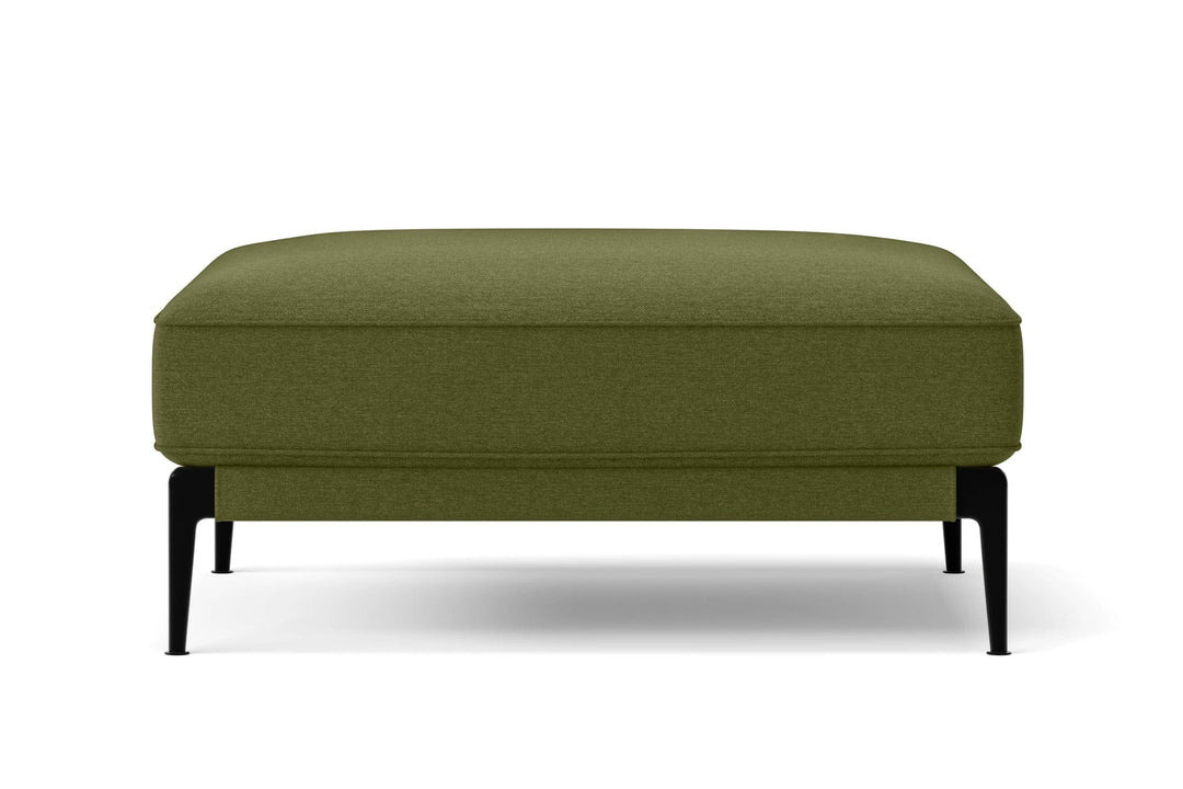 LIVELUSSO Ottoman Acerra Ottoman Olive Linen Fabric