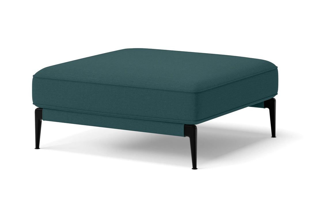 LIVELUSSO Ottoman Acerra Ottoman Teal Linen Fabric