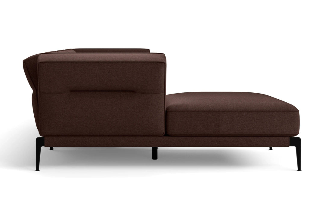 LIVELUSSO Chaise Lounge Sofa Acerra 3 Seater Left Hand Facing Chaise Lounge Corner Sofa Coffee Brown Linen Fabric