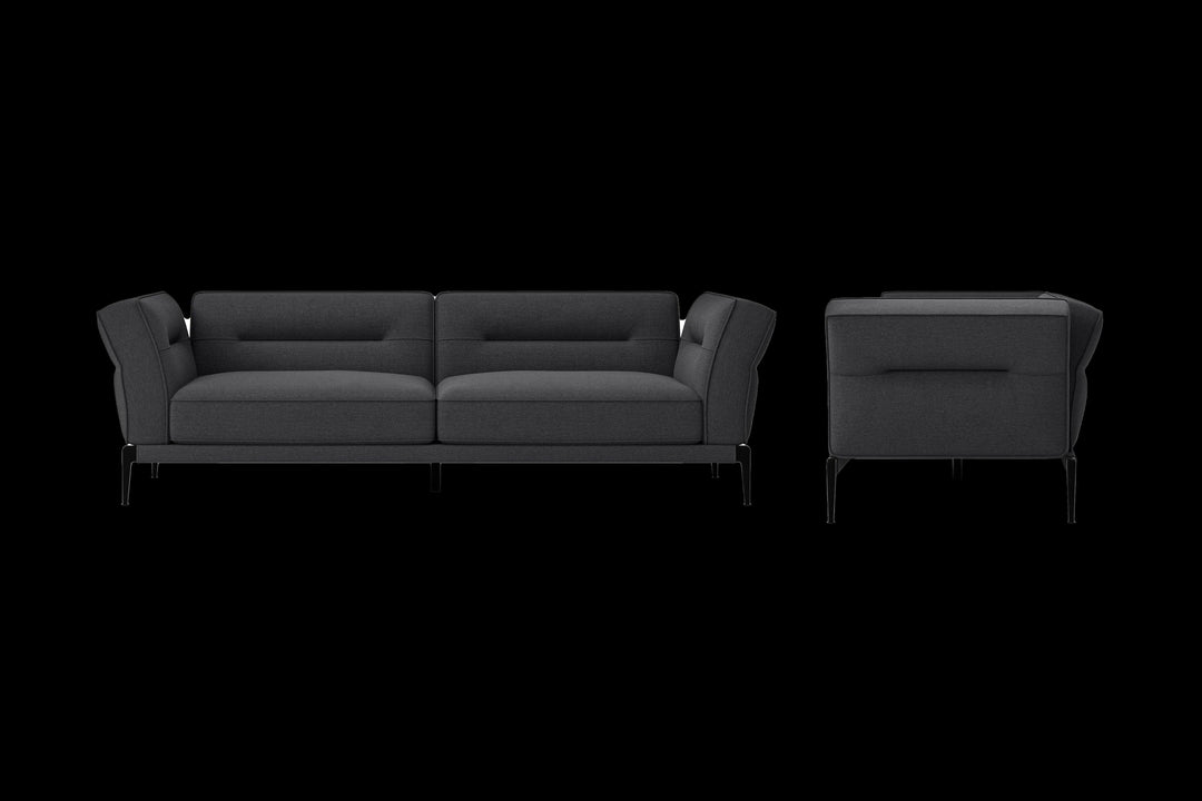 LIVELUSSO Sofa Acerra 3 Seater Sofa Dark Grey Linen Fabric