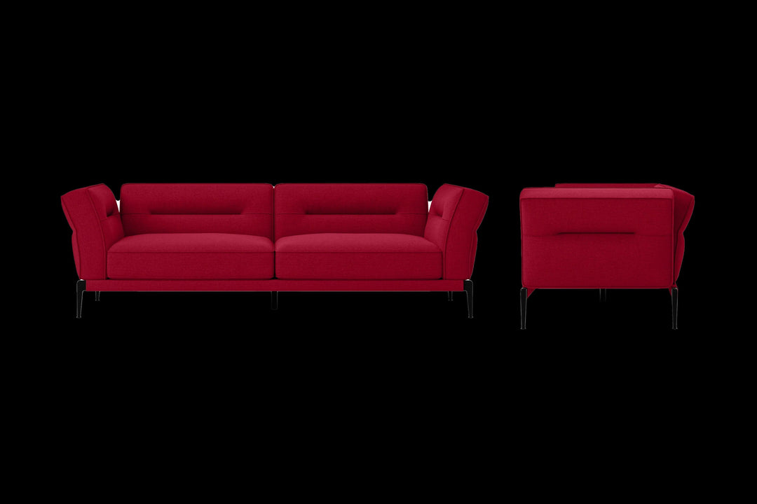 LIVELUSSO Sofa Acerra 3 Seater Sofa Red Linen Fabric