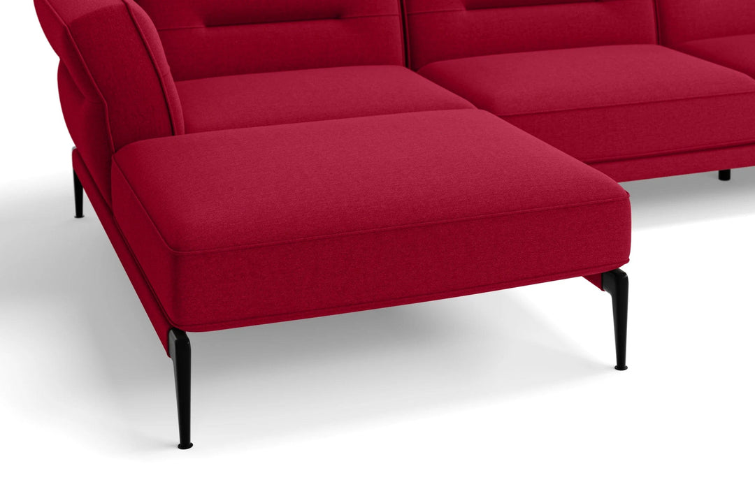 LIVELUSSO Chaise Lounge Sofa Acerra 4 Seater Left Hand Facing Chaise Lounge Corner Sofa Red Linen Fabric