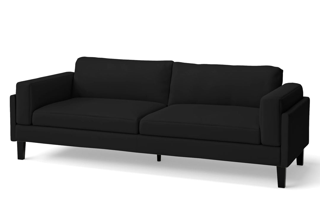 LIVELUSSO Sofa Alseno 4 Seater Sofa Black Leather