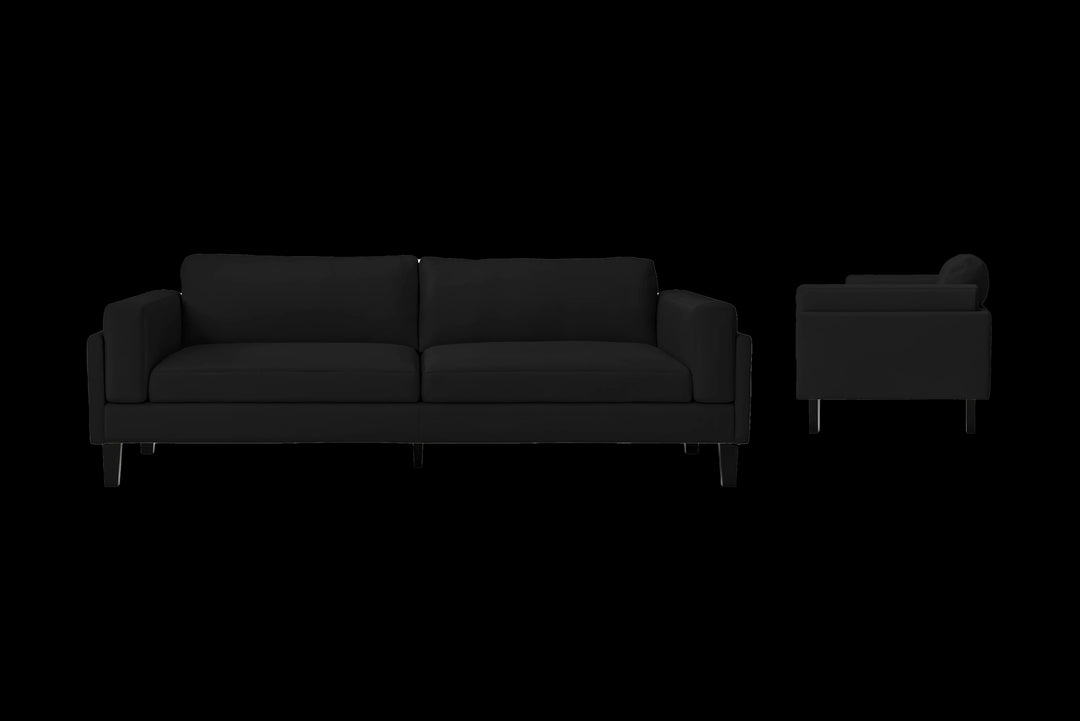 LIVELUSSO Sofa Alseno 4 Seater Sofa Black Leather