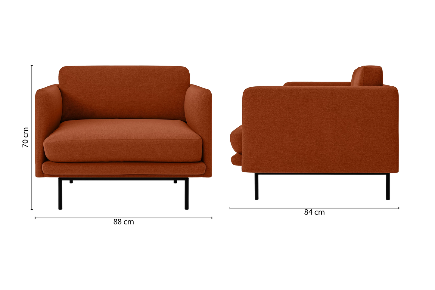 Ancona Armchair Orange Linen Fabric