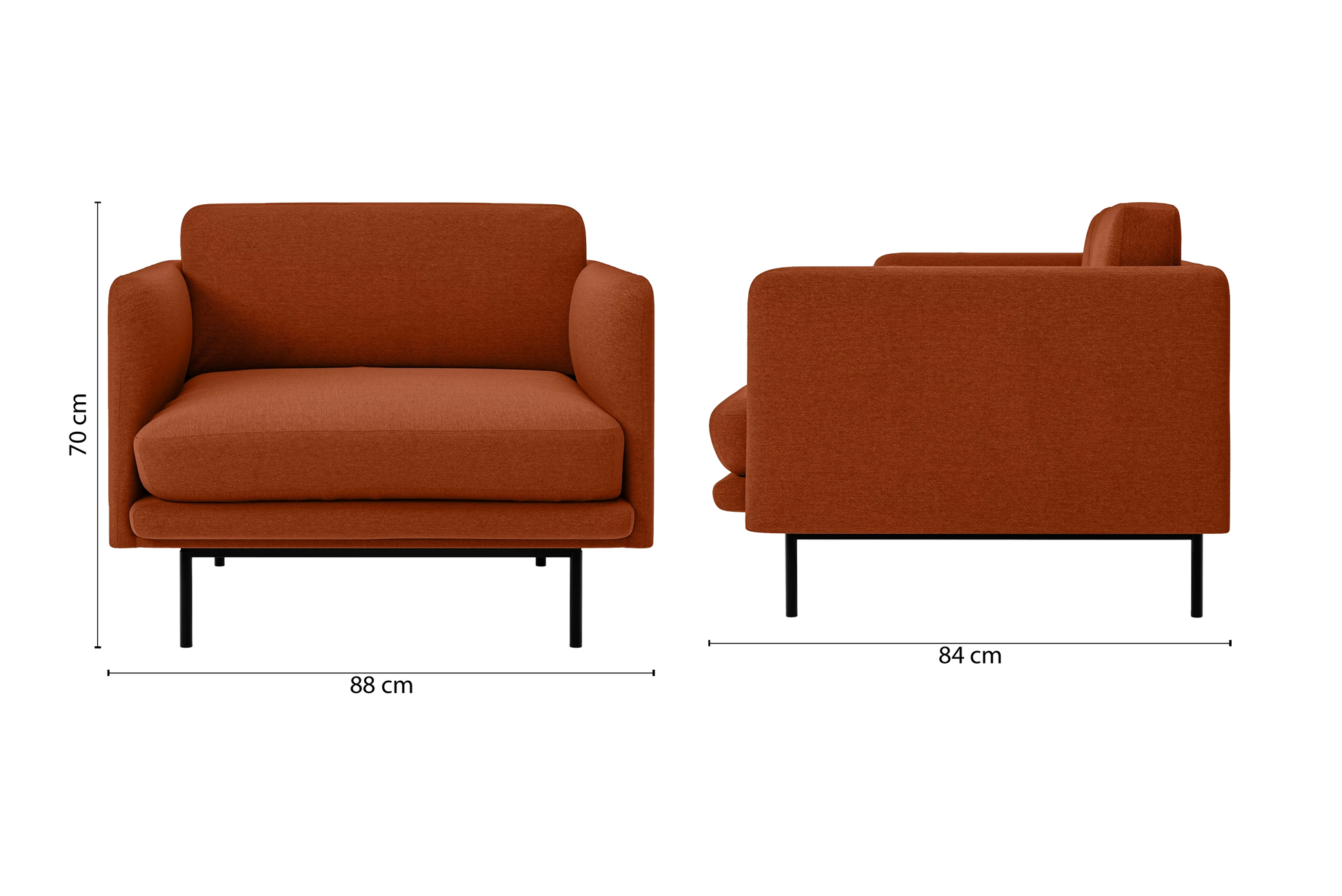 Ancona Armchair Orange Linen Fabric