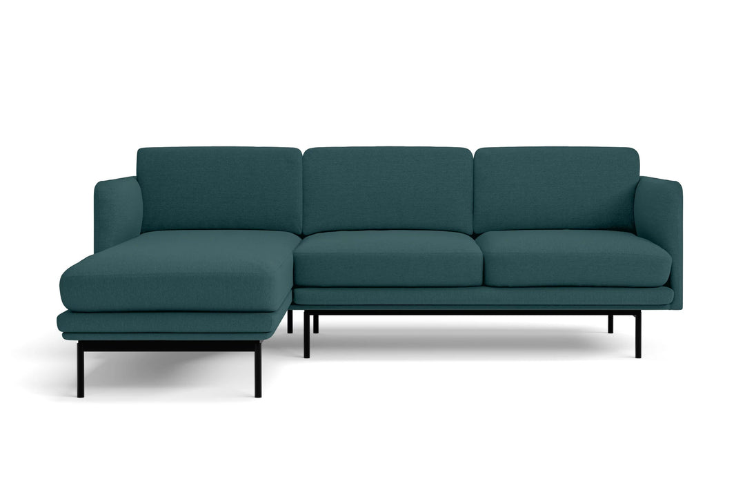 LIVELUSSO Chaise Lounge Sofa Ancona 3 Seater Left Hand Facing Chaise Lounge Corner Sofa Teal Linen Fabric