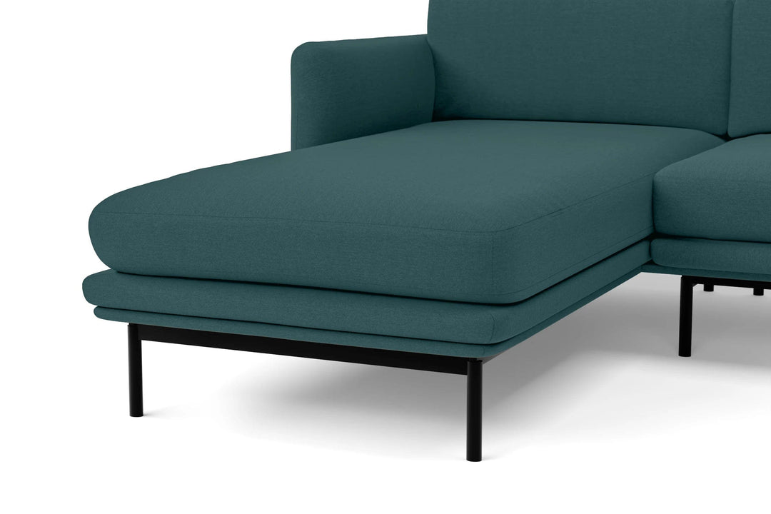 LIVELUSSO Chaise Lounge Sofa Ancona 3 Seater Left Hand Facing Chaise Lounge Corner Sofa Teal Linen Fabric