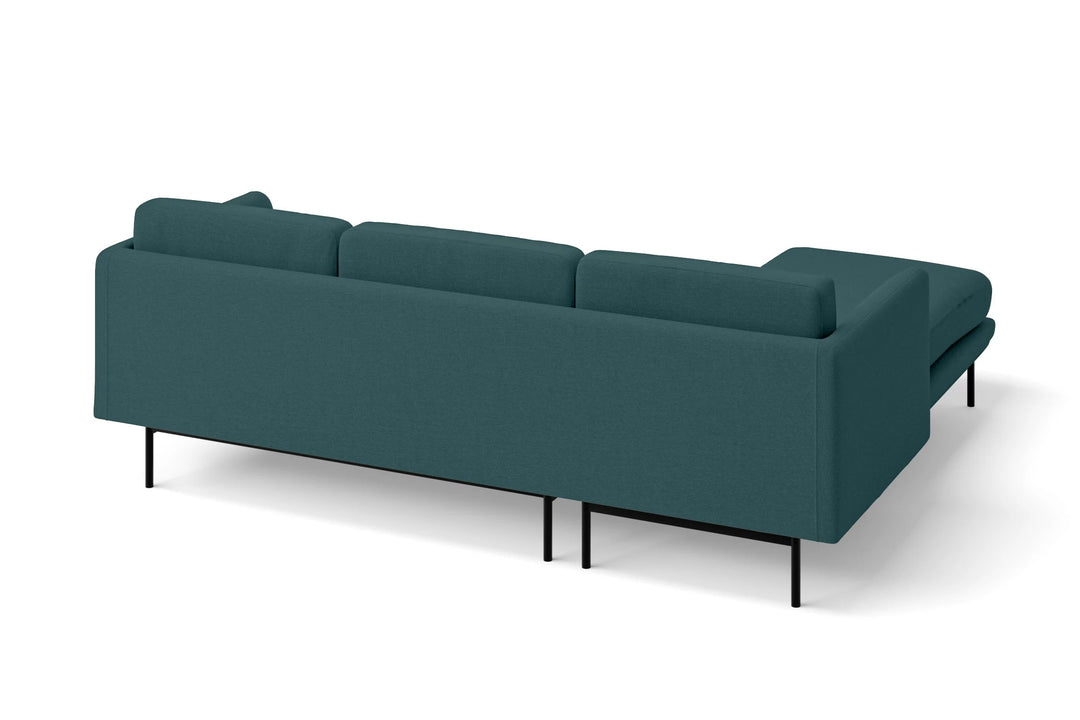 LIVELUSSO Chaise Lounge Sofa Ancona 3 Seater Left Hand Facing Chaise Lounge Corner Sofa Teal Linen Fabric