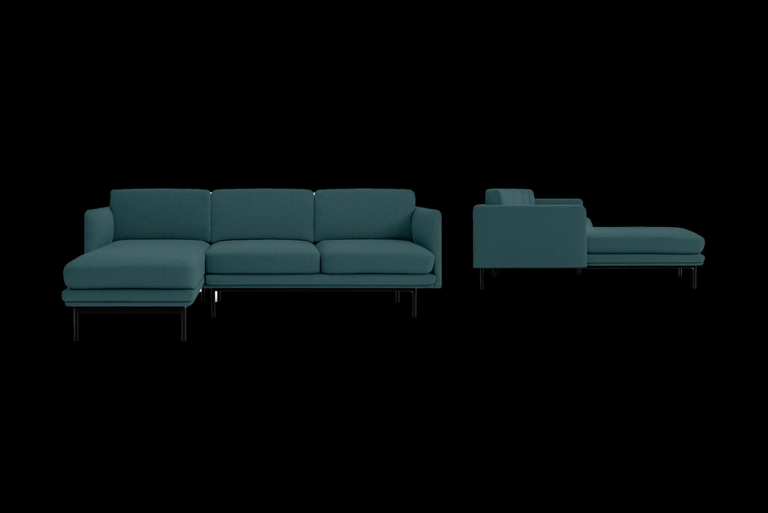 LIVELUSSO Chaise Lounge Sofa Ancona 3 Seater Left Hand Facing Chaise Lounge Corner Sofa Teal Linen Fabric