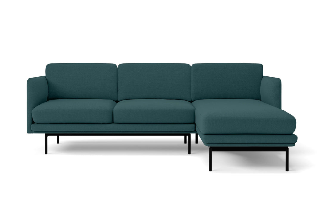 LIVELUSSO Chaise Lounge Sofa Ancona 3 Seater Right Hand Facing Chaise Lounge Corner Sofa Teal Linen Fabric