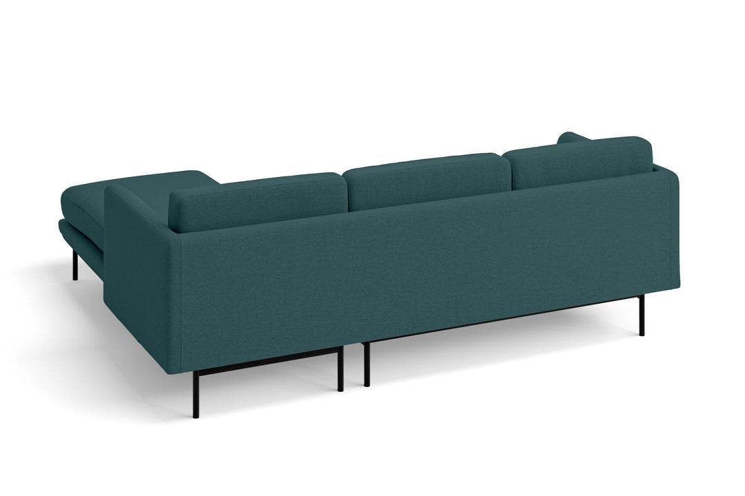 LIVELUSSO Chaise Lounge Sofa Ancona 3 Seater Right Hand Facing Chaise Lounge Corner Sofa Teal Linen Fabric