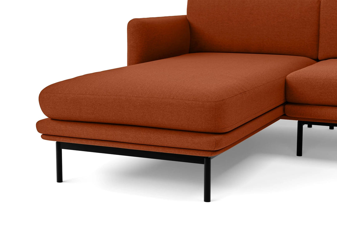 LIVELUSSO Chaise Lounge Sofa Ancona 4 Seater Left Hand Facing Chaise Lounge Corner Sofa Orange Linen Fabric