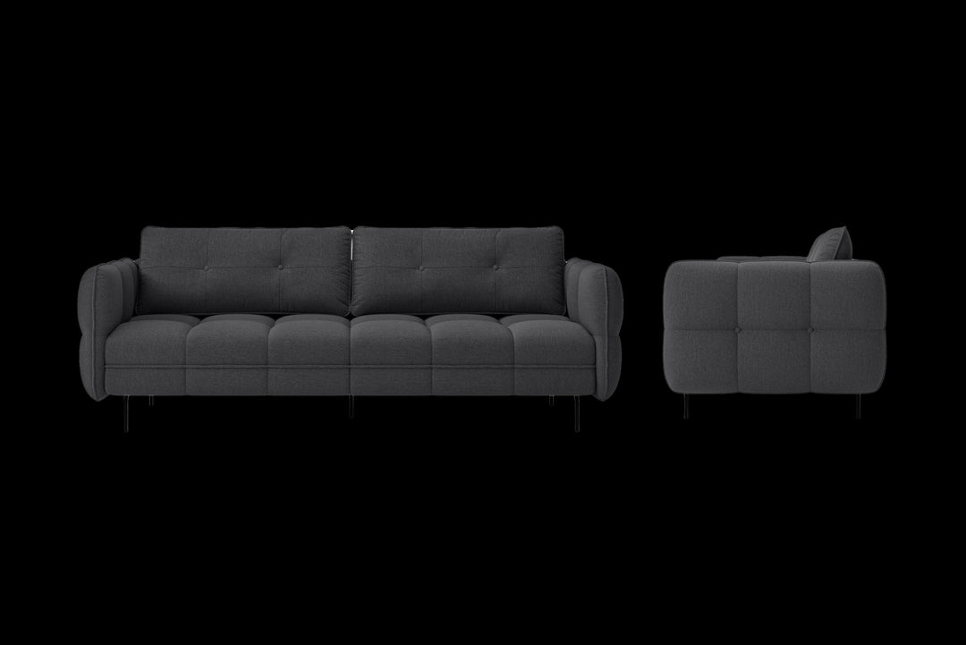 LIVELUSSO Sofa Anzio 3 Seater Sofa Dark Grey Linen Fabric
