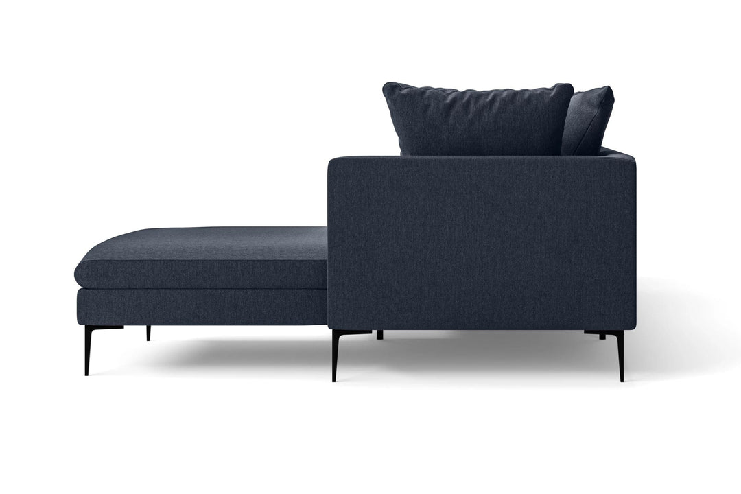 LIVELUSSO Chaise Lounge Sofa Aprilia 3 Seater Right Hand Facing Chaise Lounge Corner Sofa Dark Blue Linen Fabric
