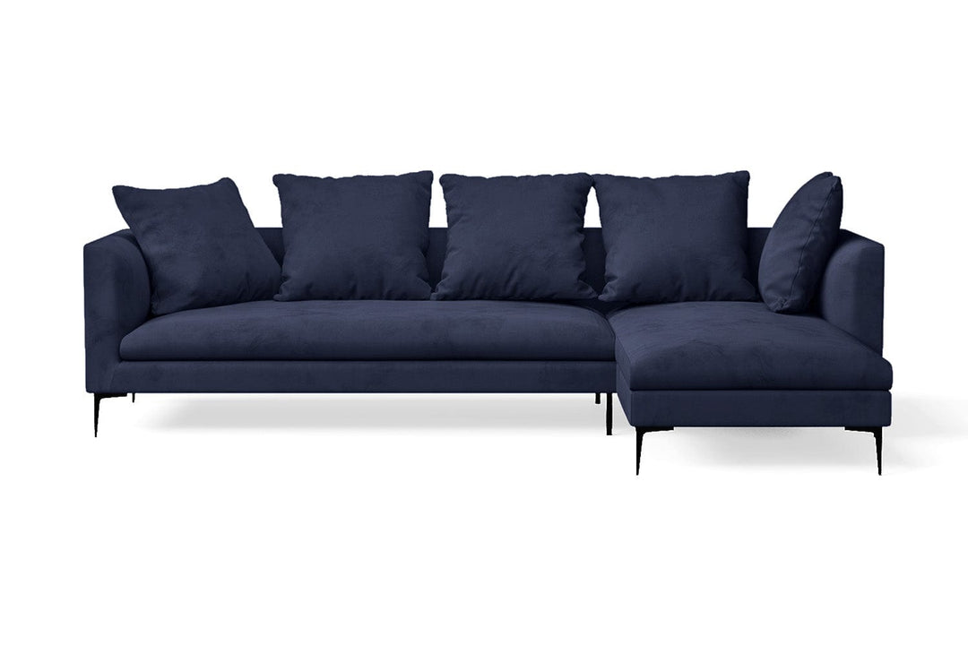 LIVELUSSO Chaise Lounge Sofa Aprilia 3 Seater Right Hand Facing Chaise Lounge Corner Sofa Dark Blue Velvet