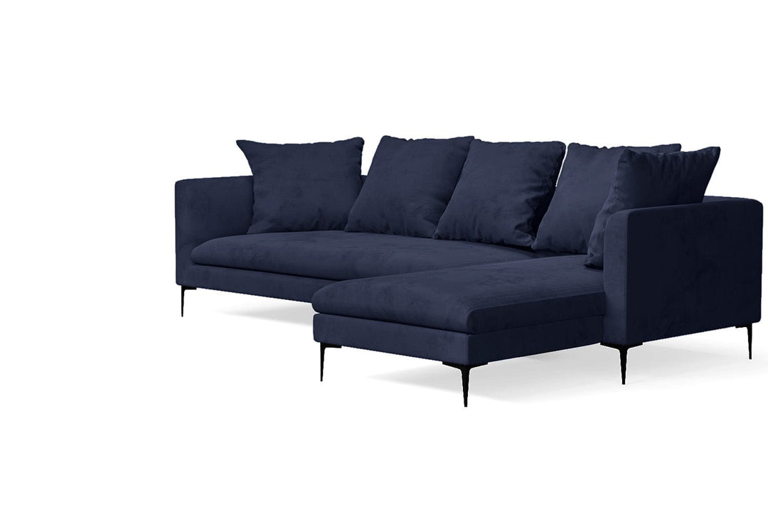 LIVELUSSO Chaise Lounge Sofa Aprilia 3 Seater Right Hand Facing Chaise Lounge Corner Sofa Dark Blue Velvet