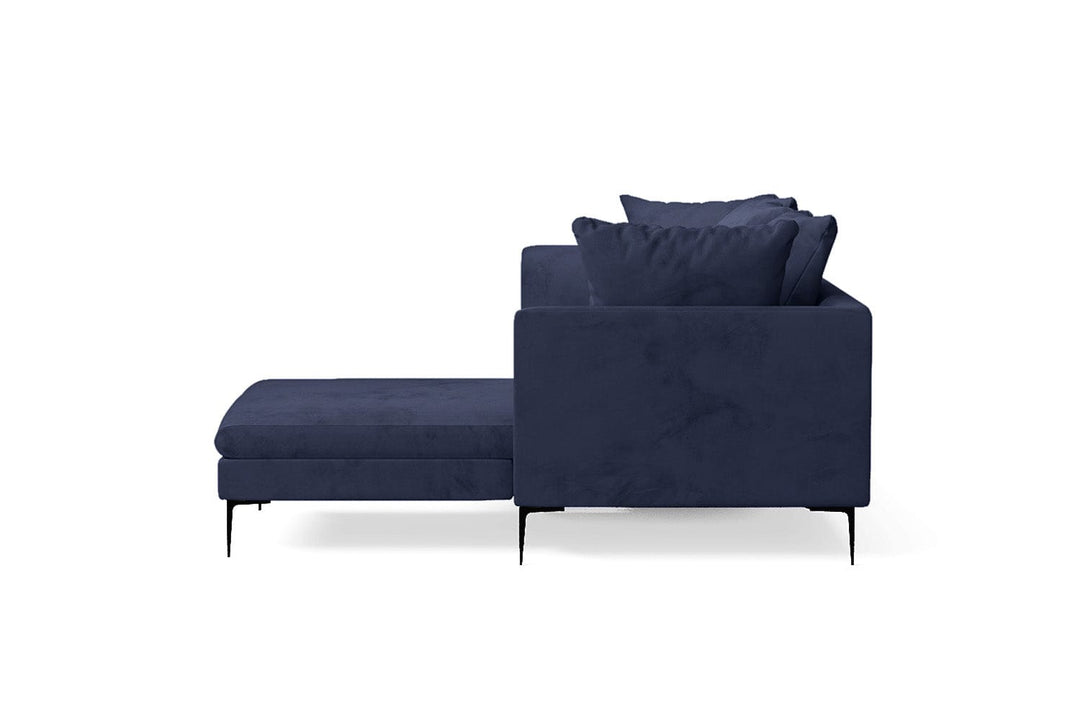 LIVELUSSO Chaise Lounge Sofa Aprilia 3 Seater Right Hand Facing Chaise Lounge Corner Sofa Dark Blue Velvet