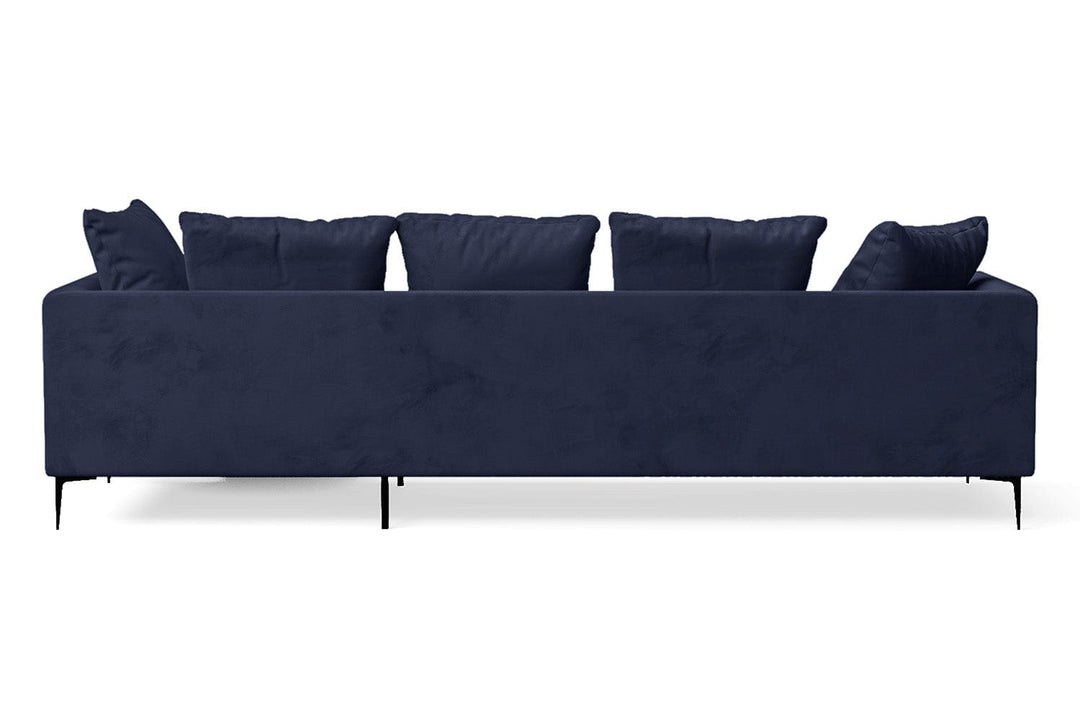 LIVELUSSO Chaise Lounge Sofa Aprilia 3 Seater Right Hand Facing Chaise Lounge Corner Sofa Dark Blue Velvet