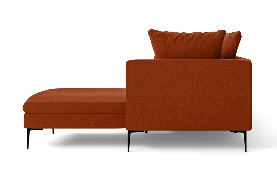 LIVELUSSO Chaise Lounge Sofa Aprilia 4 Seater Left Hand Facing Chaise Lounge Corner Sofa Orange Linen Fabric