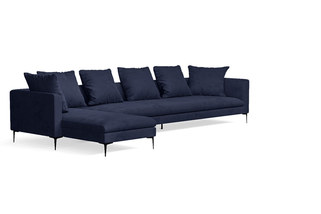 LIVELUSSO Chaise Lounge Sofa Aprilia 4 Seater Left Hand Facing Chaise Lounge Corner Sofa Dark Blue Velvet