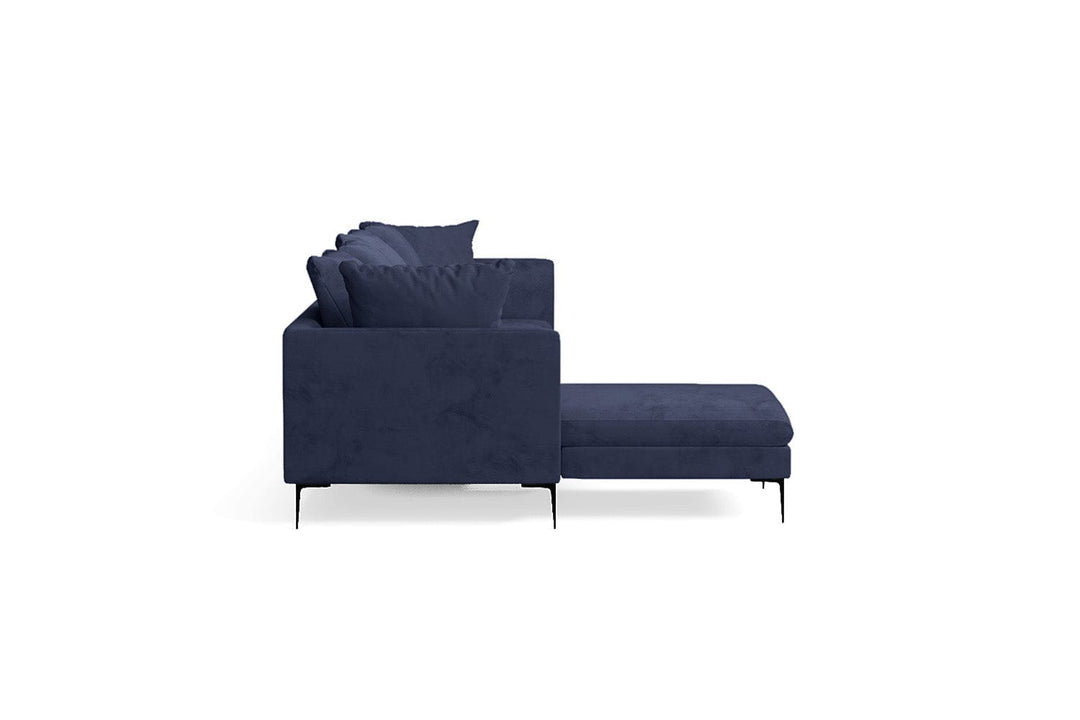 LIVELUSSO Chaise Lounge Sofa Aprilia 4 Seater Left Hand Facing Chaise Lounge Corner Sofa Dark Blue Velvet