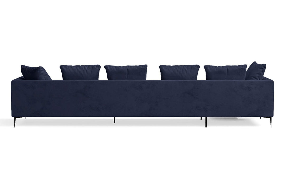 LIVELUSSO Chaise Lounge Sofa Aprilia 4 Seater Left Hand Facing Chaise Lounge Corner Sofa Dark Blue Velvet