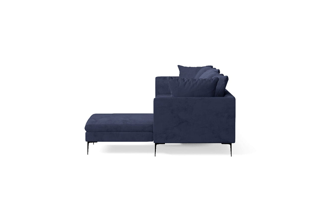 LIVELUSSO Chaise Lounge Sofa Aprilia 4 Seater Right Hand Facing Chaise Lounge Corner Sofa Dark Blue Velvet