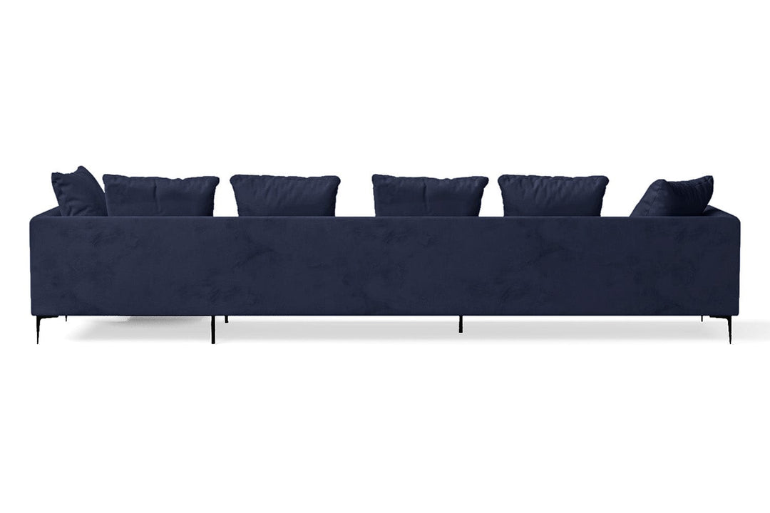 LIVELUSSO Chaise Lounge Sofa Aprilia 4 Seater Right Hand Facing Chaise Lounge Corner Sofa Dark Blue Velvet