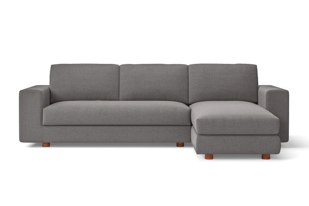 LIVELUSSO Chaise Lounge Sofa Arezzo 3 Seater Right Hand Facing Chaise Lounge Corner Sofa Grey Linen Fabric