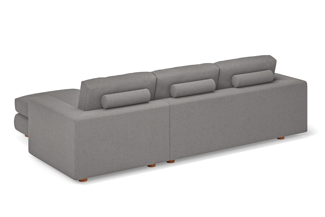 LIVELUSSO Chaise Lounge Sofa Arezzo 3 Seater Right Hand Facing Chaise Lounge Corner Sofa Grey Linen Fabric