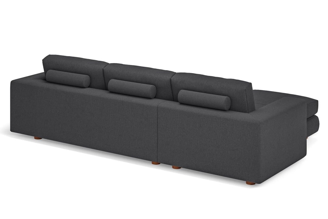 LIVELUSSO Chaise Lounge Sofa Arezzo 4 Seater Left Hand Facing Chaise Lounge Corner Sofa Dark Grey Linen Fabric