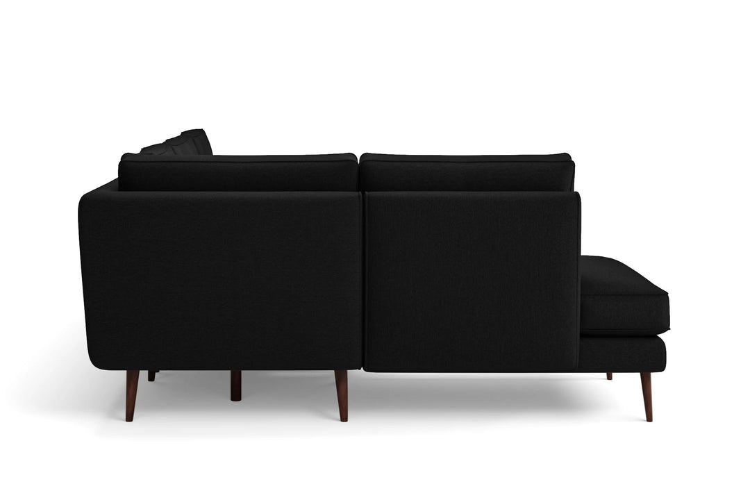 LIVELUSSO Chaise Lounge Sofa Avellino 3 Seater Left Hand Facing Chaise Lounge Corner Sofa Black Linen Fabric