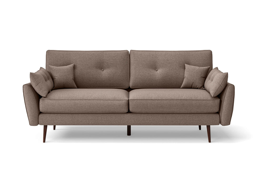 LIVELUSSO Sofa Avellino 3 Seater Sofa Caramel Linen Fabric