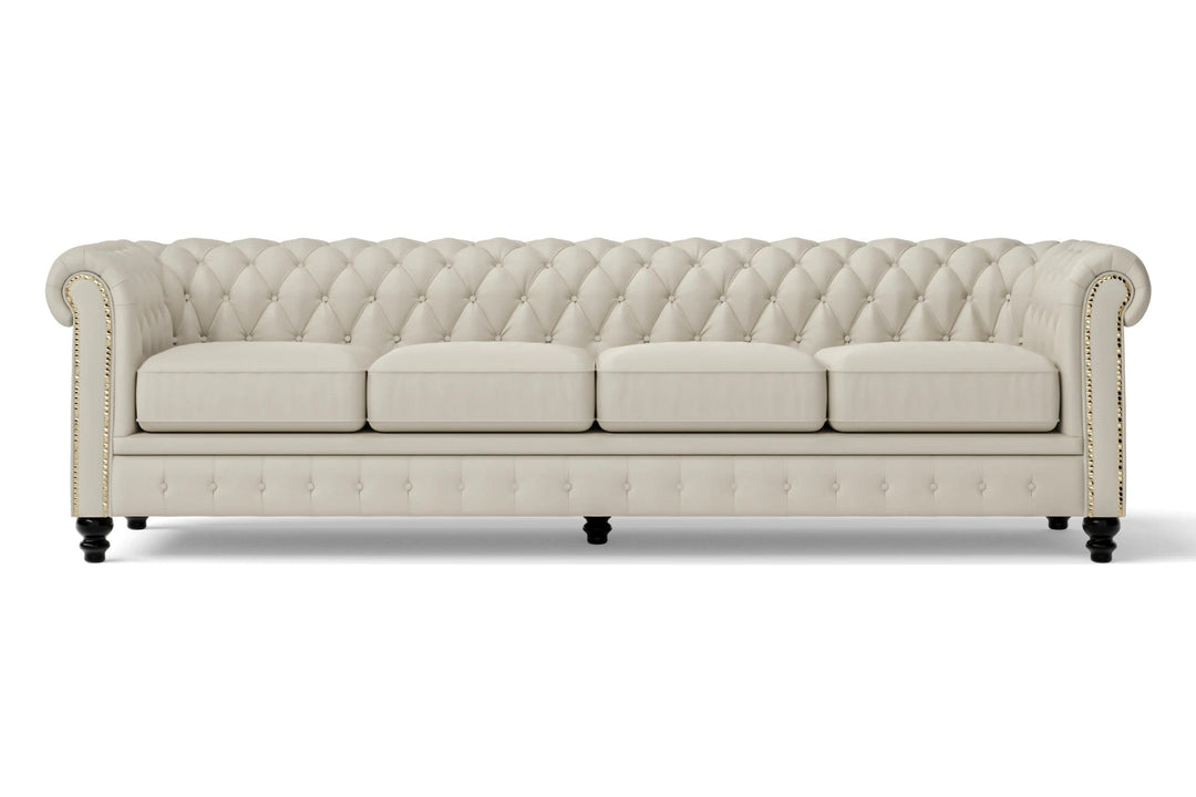 LIVELUSSO Sofa Aversa 4 Seater Sofa Cream Leather