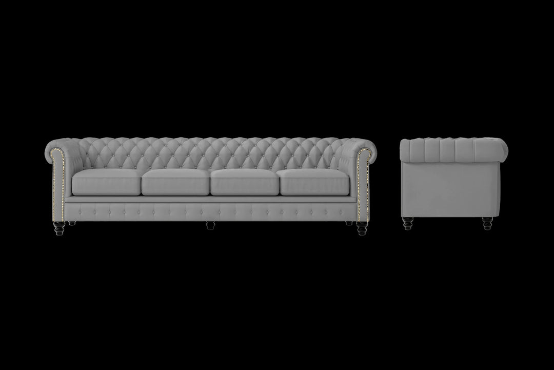 LIVELUSSO Sofa Aversa 4 Seater Sofa Grey Leather