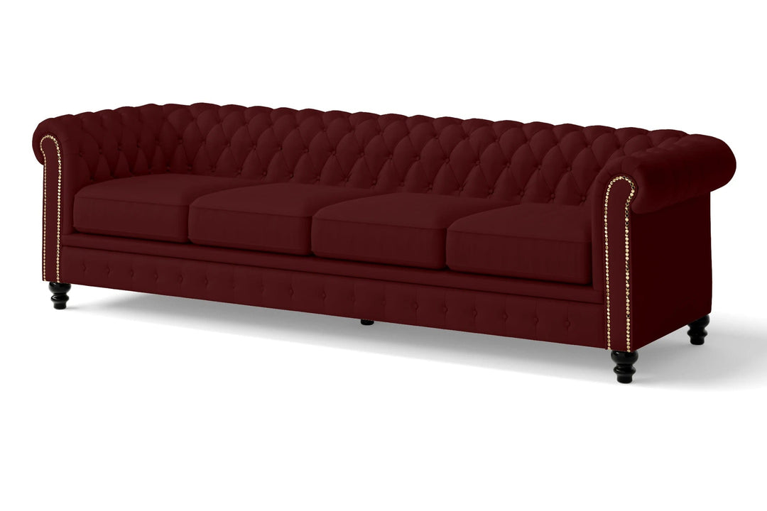 LIVELUSSO Sofa Aversa 4 Seater Sofa Red Leather