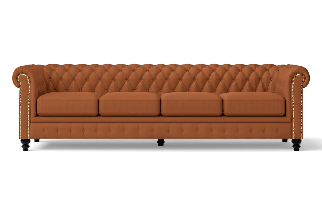 LIVELUSSO Sofa Aversa 4 Seater Sofa Tan Brown Leather