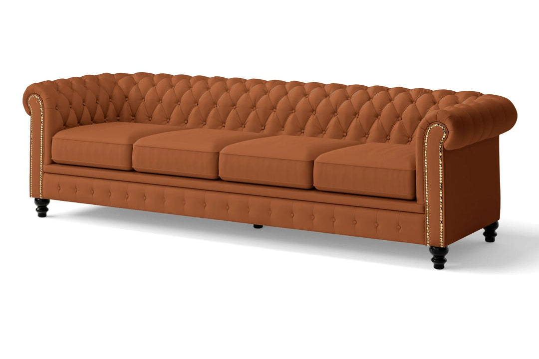 LIVELUSSO Sofa Aversa 4 Seater Sofa Tan Brown Leather