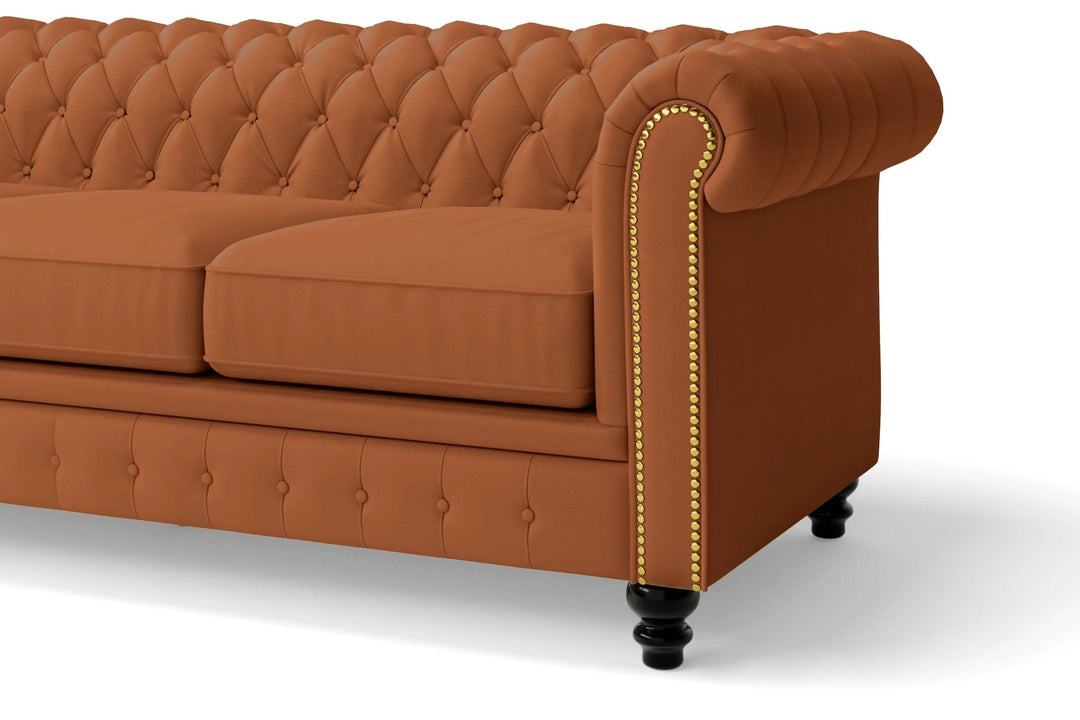 LIVELUSSO Sofa Aversa 4 Seater Sofa Tan Brown Leather