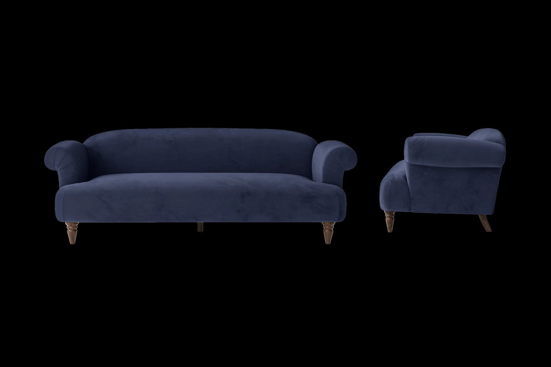 LIVELUSSO Sofa Barberton 4 Seater Sofa Dark Blue Velvet