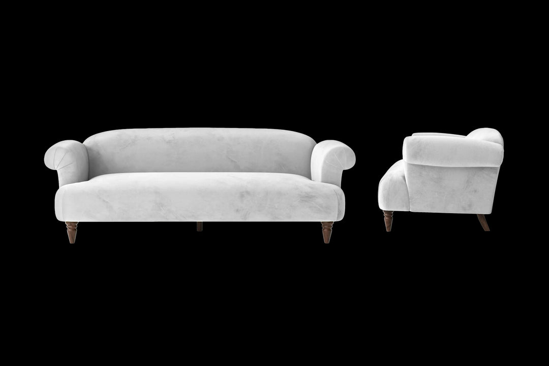 LIVELUSSO Sofa Barberton 4 Seater Sofa White Velvet