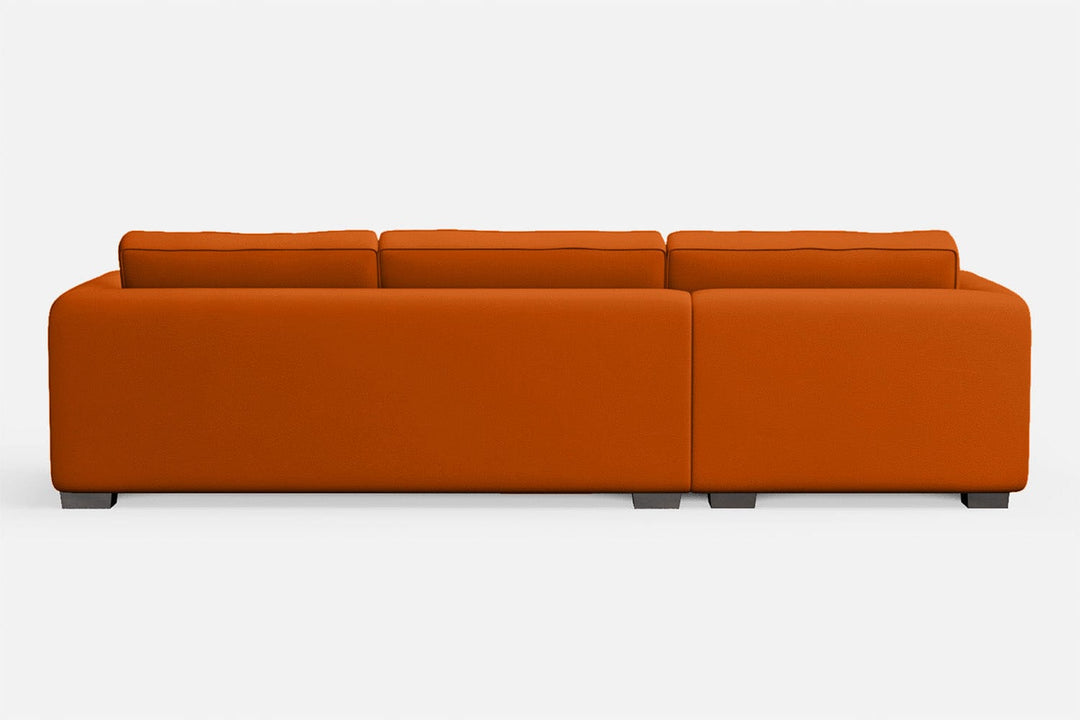 LIVELUSSO Chaise Lounge Sofa Barletta 3 Seater Left Hand Facing Chaise Lounge Corner Sofa Orange Leather