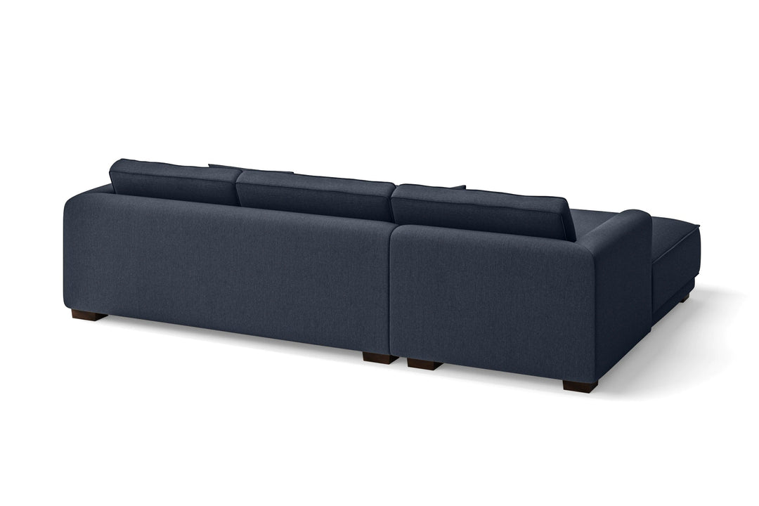 LIVELUSSO Chaise Lounge Sofa Barletta 3 Seater Left Hand Facing Chaise Lounge Corner Sofa Dark Blue Linen Fabric