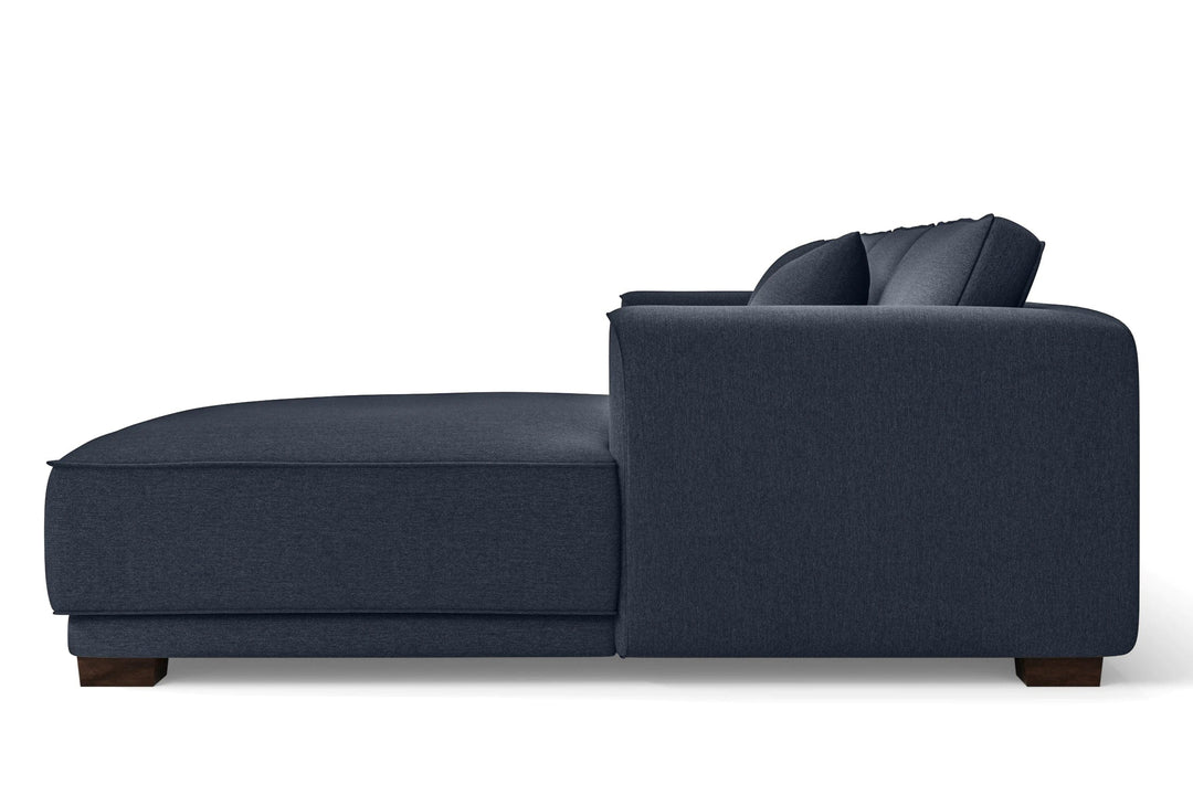 LIVELUSSO Chaise Lounge Sofa Barletta 3 Seater Left Hand Facing Chaise Lounge Corner Sofa Dark Blue Linen Fabric