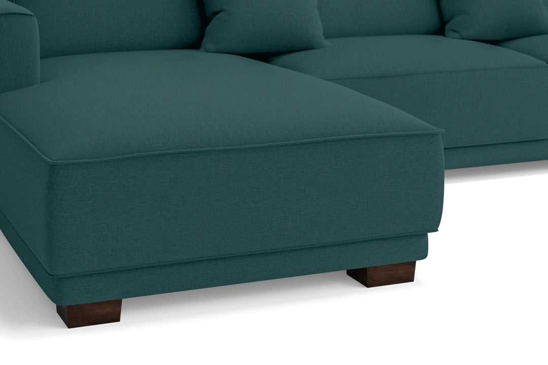 LIVELUSSO Chaise Lounge Sofa Barletta 3 Seater Left Hand Facing Chaise Lounge Corner Sofa Teal Linen Fabric