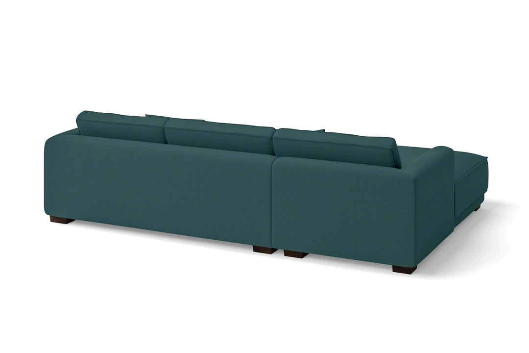 LIVELUSSO Chaise Lounge Sofa Barletta 3 Seater Left Hand Facing Chaise Lounge Corner Sofa Teal Linen Fabric