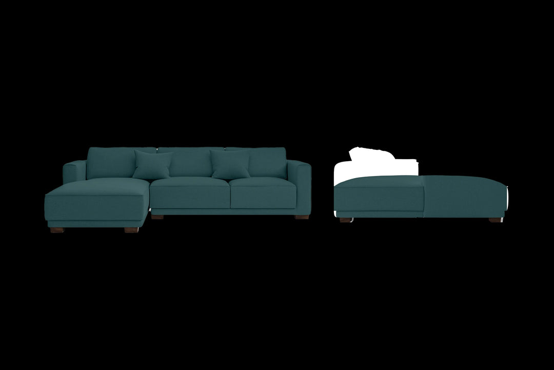 LIVELUSSO Chaise Lounge Sofa Barletta 3 Seater Left Hand Facing Chaise Lounge Corner Sofa Teal Linen Fabric