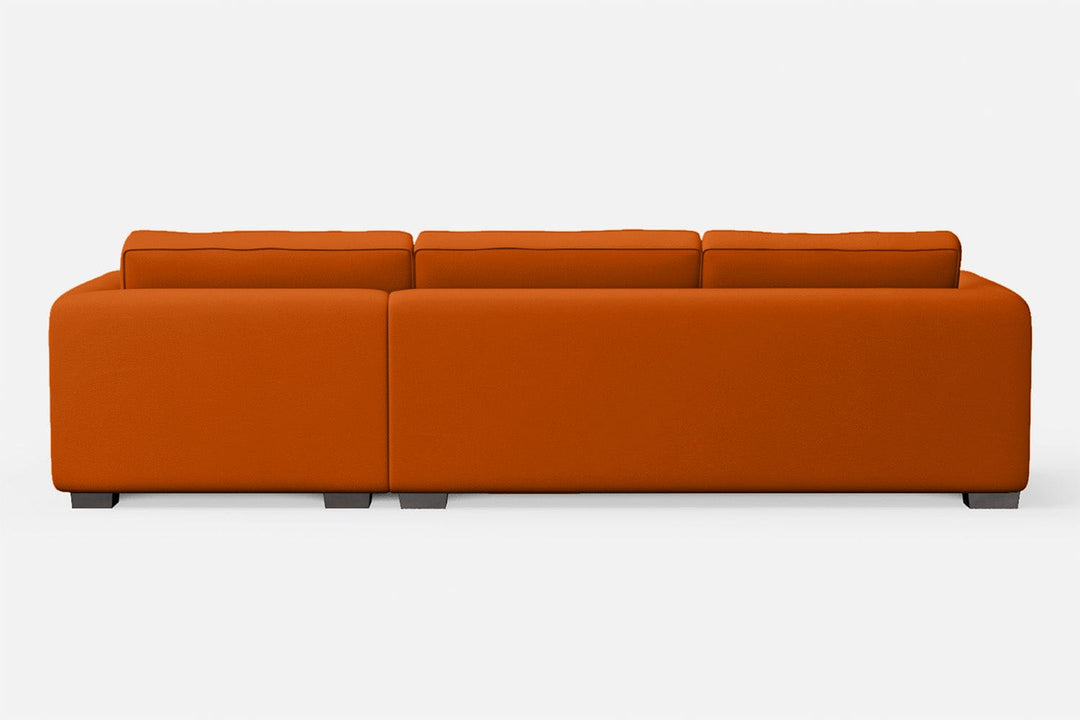 LIVELUSSO Chaise Lounge Sofa Barletta 3 Seater Right Hand Facing Chaise Lounge Corner Sofa Orange Leather