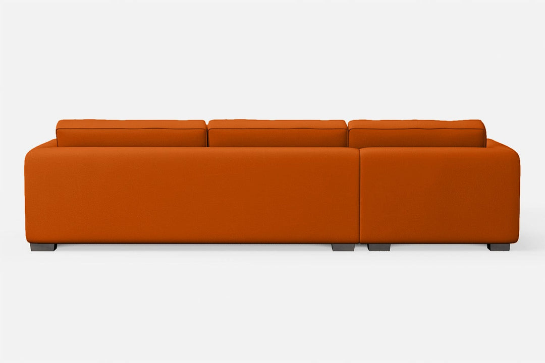 LIVELUSSO Chaise Lounge Sofa Barletta 4 Seater Left Hand Facing Chaise Lounge Corner Sofa Orange Leather